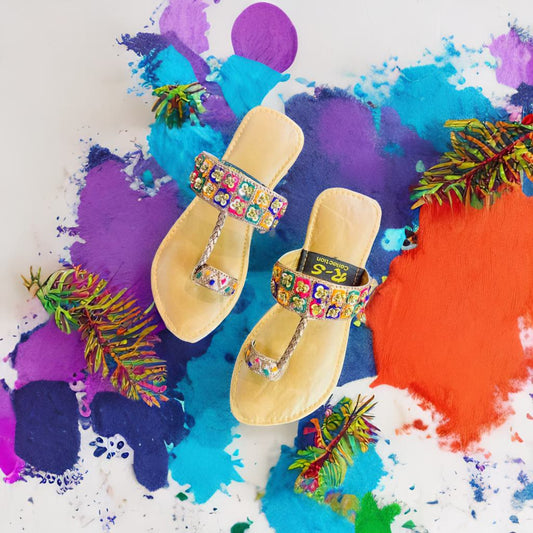 Kids Kolapuri – Multicolor Thread Work Elegance Walk Inn
